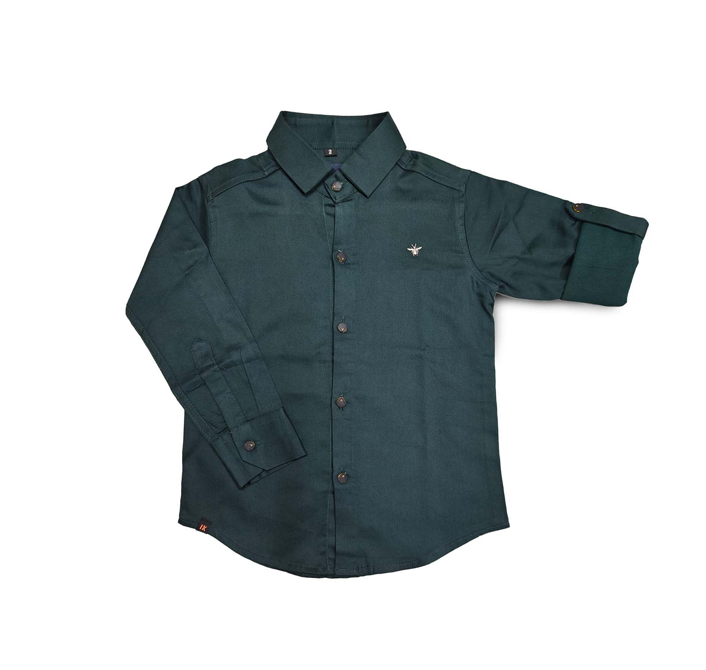 Forest Green Full Sleeve Button Down Collared Boys Shirt