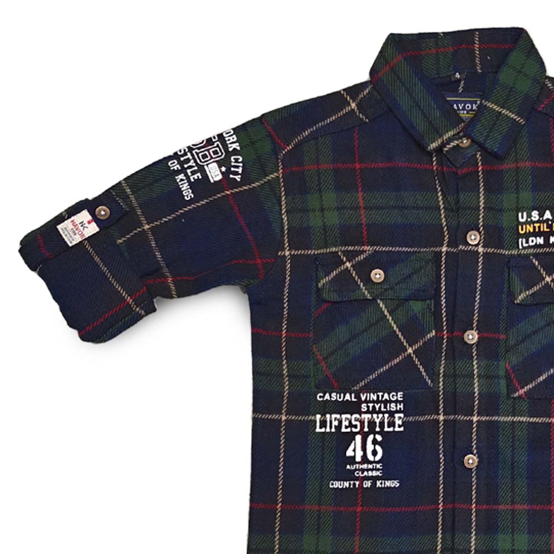 Green Checks Shirt Button Down Full Sleeve