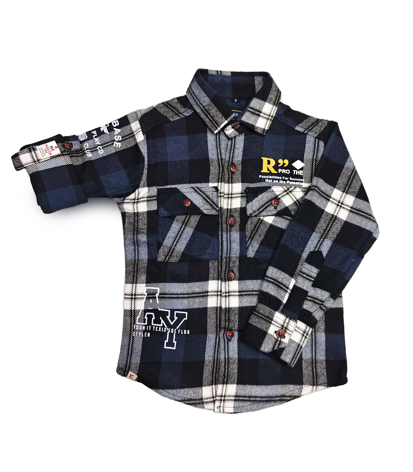 Navy Blue and Grey Button-Down Green Shirt Full Sleeve Spread Collared Boy