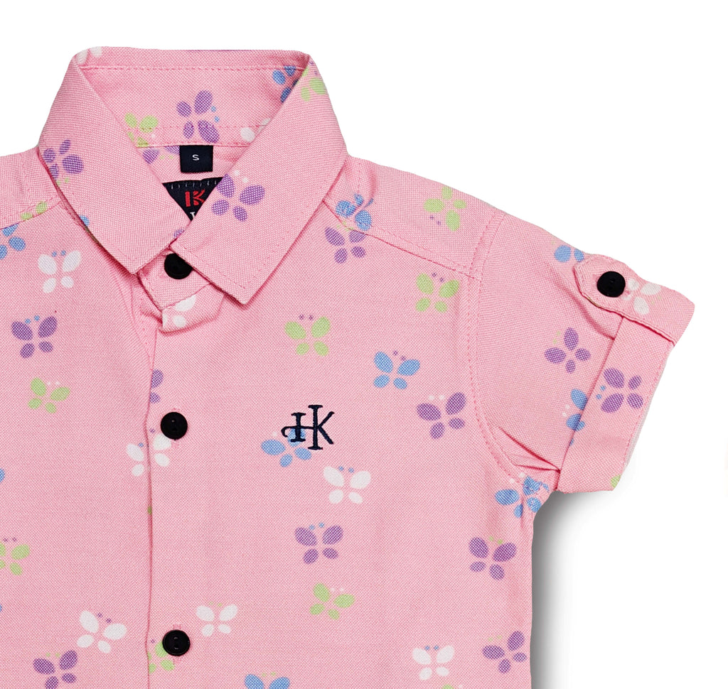 Havok Infant Pink Shirt for Boys Half Sleeve Butterfly