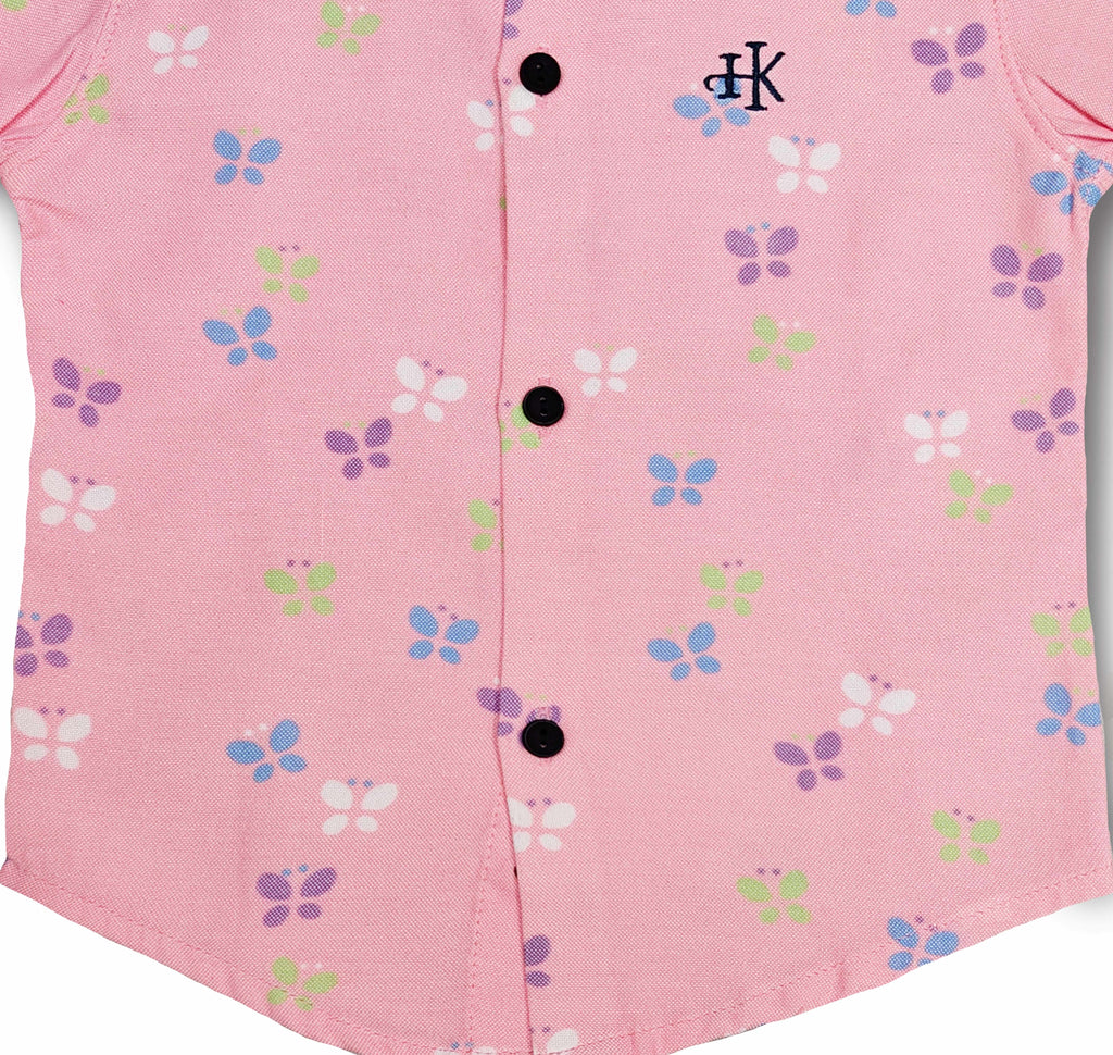 Havok Infant Pink Shirt for Boys Half Sleeve Butterfly