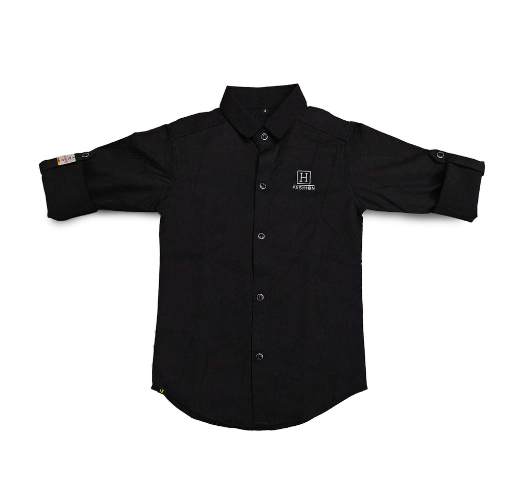 Havok Boys H Logo Black Textured Cotton Shirt