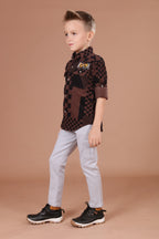 Havok Boys Button-Down Brown checkered Shirt