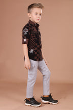 Havok Boys Button-Down Brown checkered Shirt