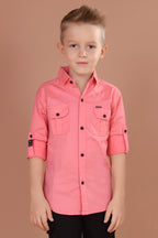 Havok Boys Solid Pink Cotton Casual Shirt