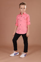 Havok Boys Solid Pink Cotton Casual Shirt