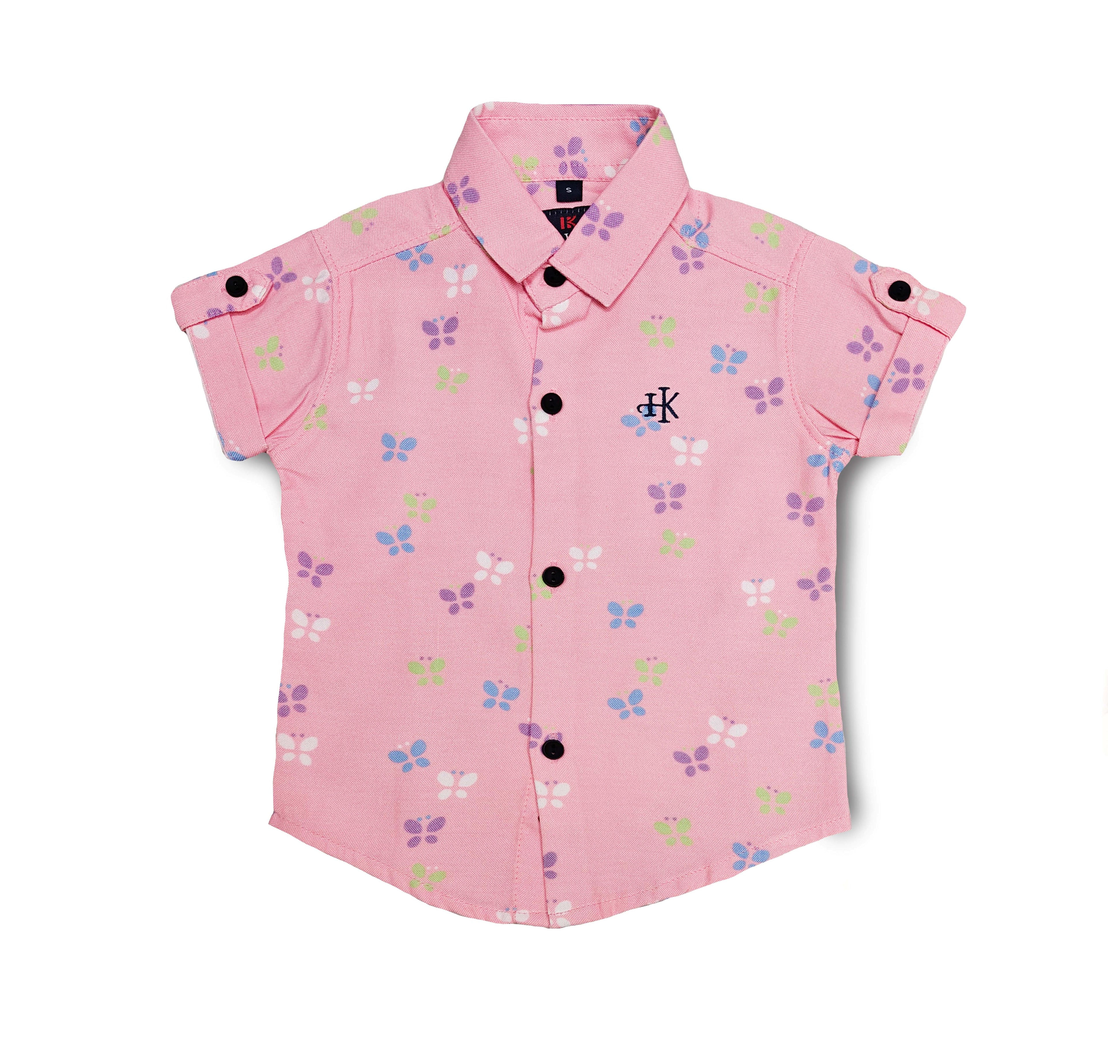 Havok Infant Pink Shirt for Boys Half Sleeve Butterfly