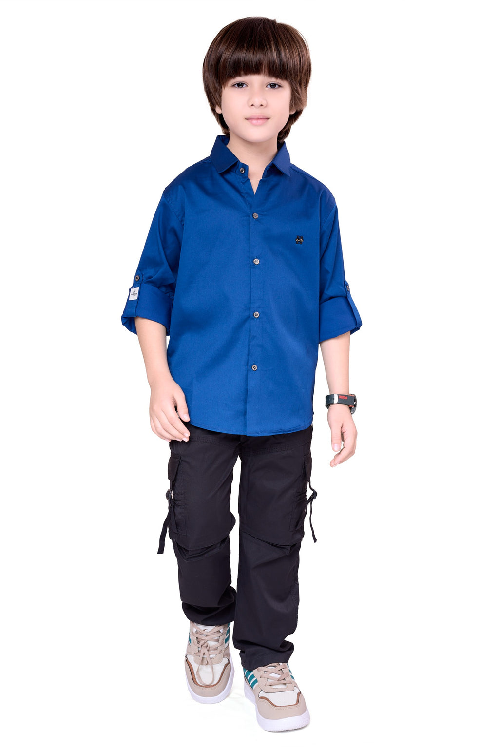 Havok Boys Solid Royal Blue 50% Polyester Casual Shirt | Full Sleeve Roll-Up Style | Regular Fit Stylish Party Shirt for Kids Havok kids