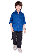 Havok Boys Solid Royal Blue 50% Polyester Casual Shirt | Full Sleeve Roll-Up Style | Regular Fit Stylish Party Shirt for Kids Havok kids