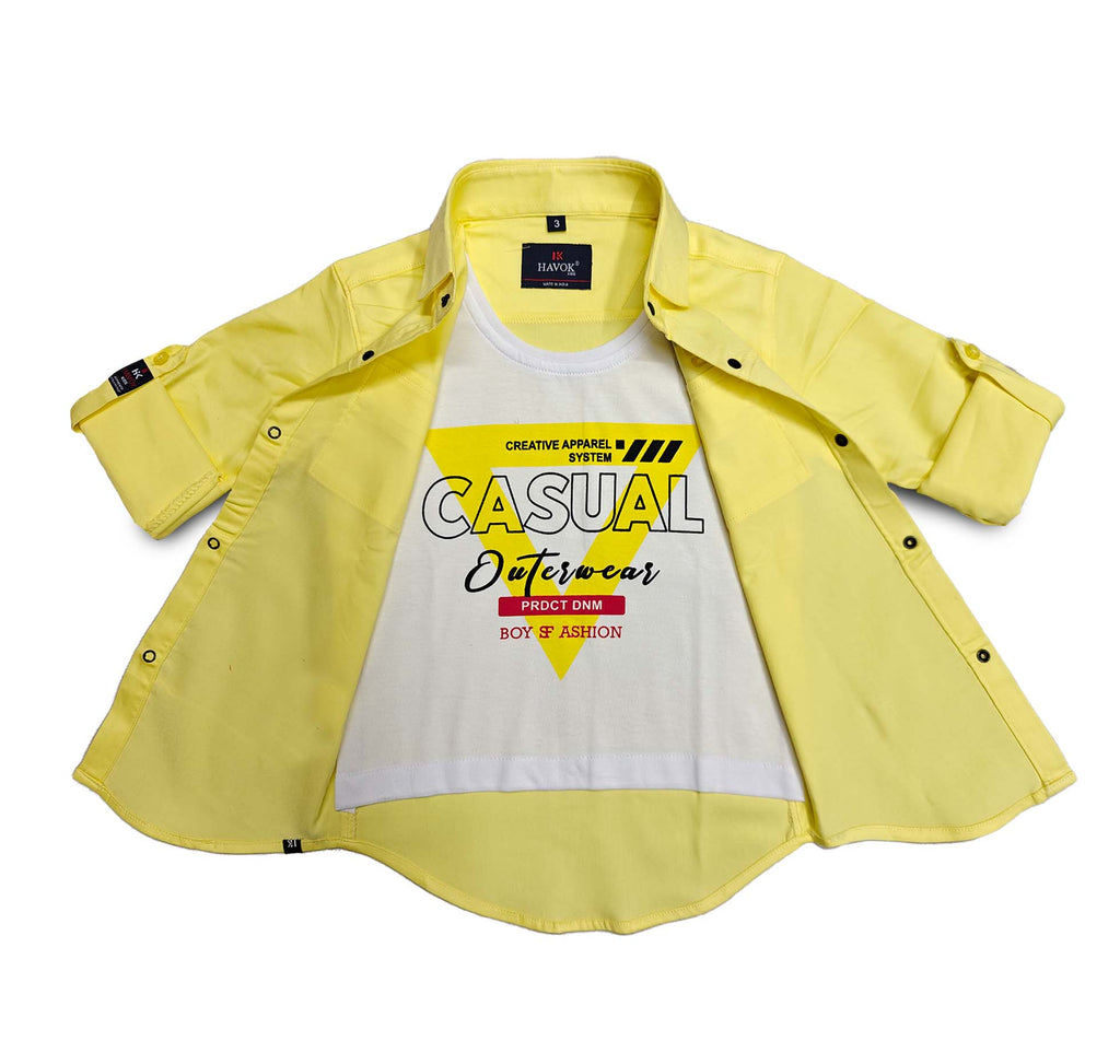 Havok Boys Snap Button-Down Yellow With Tshirt