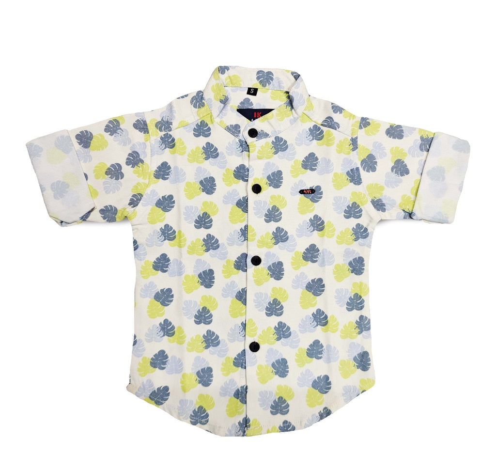 Havok Infant White Shirt for Boys Half Sleeve, Leaf Print Button-Down Havok kids