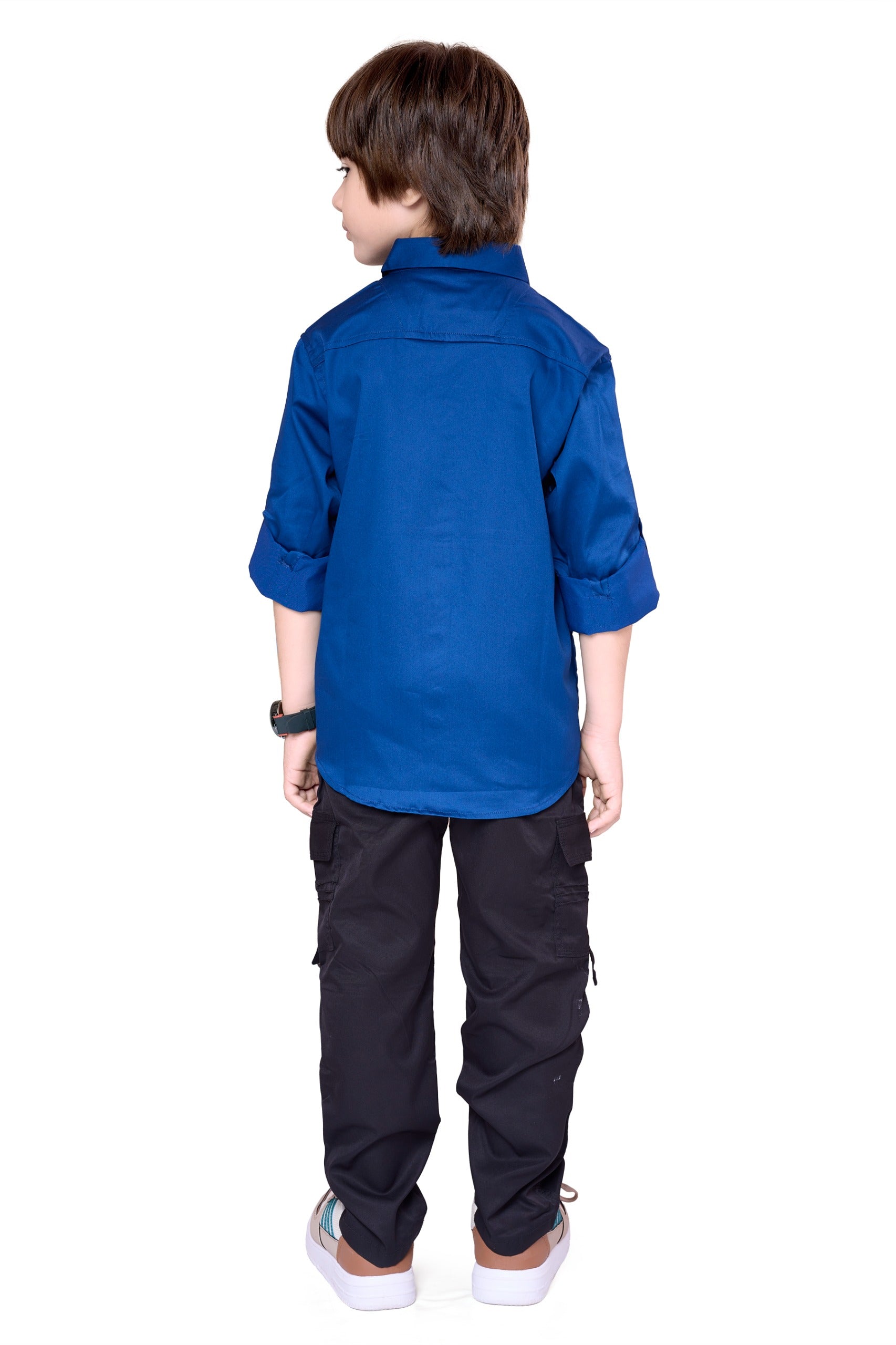 Havok Boys Solid Royal Blue 50% Polyester Casual Shirt | Full Sleeve Roll-Up Style | Regular Fit Stylish Party Shirt for Kids Havok kids