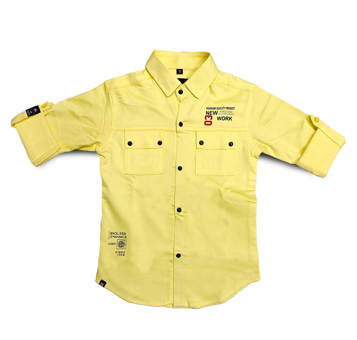 Havok kids Boys Snap Button-Down Yellow Printed Shirt