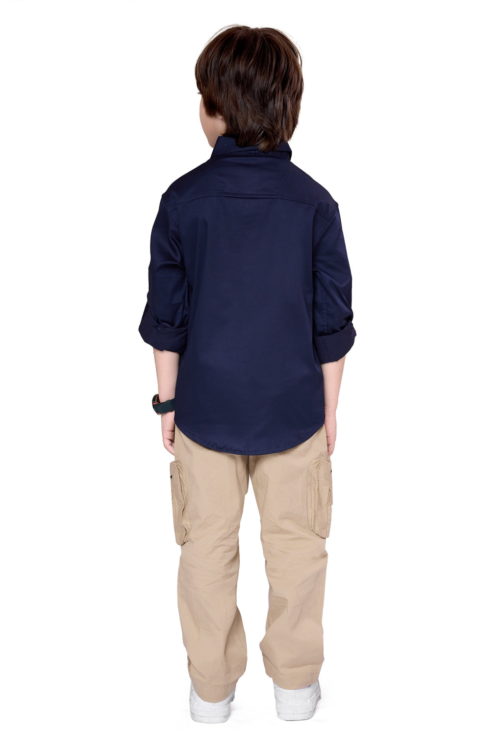 Havok Boys Solid Navy Blue 50% Polyester Casual Shirt | Full Sleeve Roll-Up Style | Regular Fit Stylish Party Shirt for Kids Havok kids