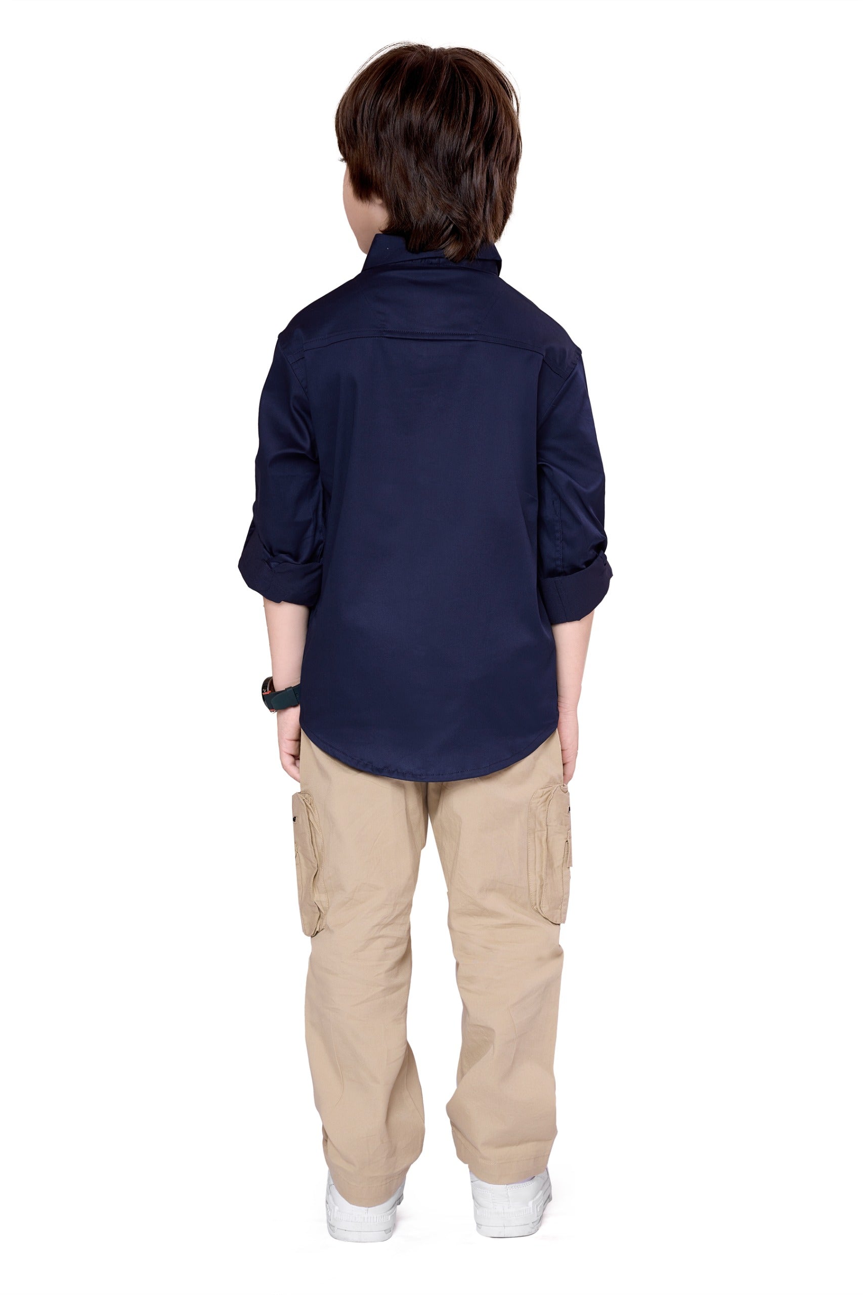 Havok Boys Solid Navy Blue 50% Polyester Casual Shirt | Full Sleeve Roll-Up Style | Regular Fit Stylish Party Shirt for Kids Havok kids