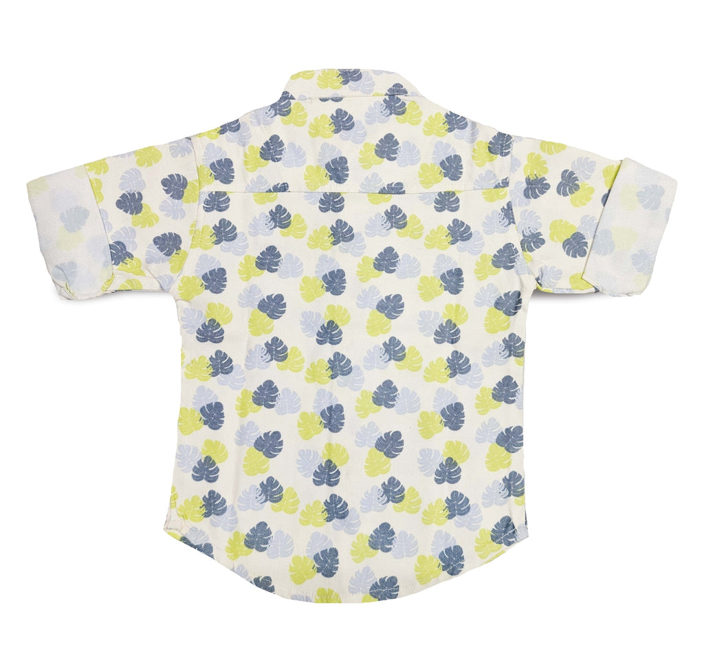 Havok Infant White Shirt for Boys Half Sleeve, Leaf Print Button-Down Havok kids