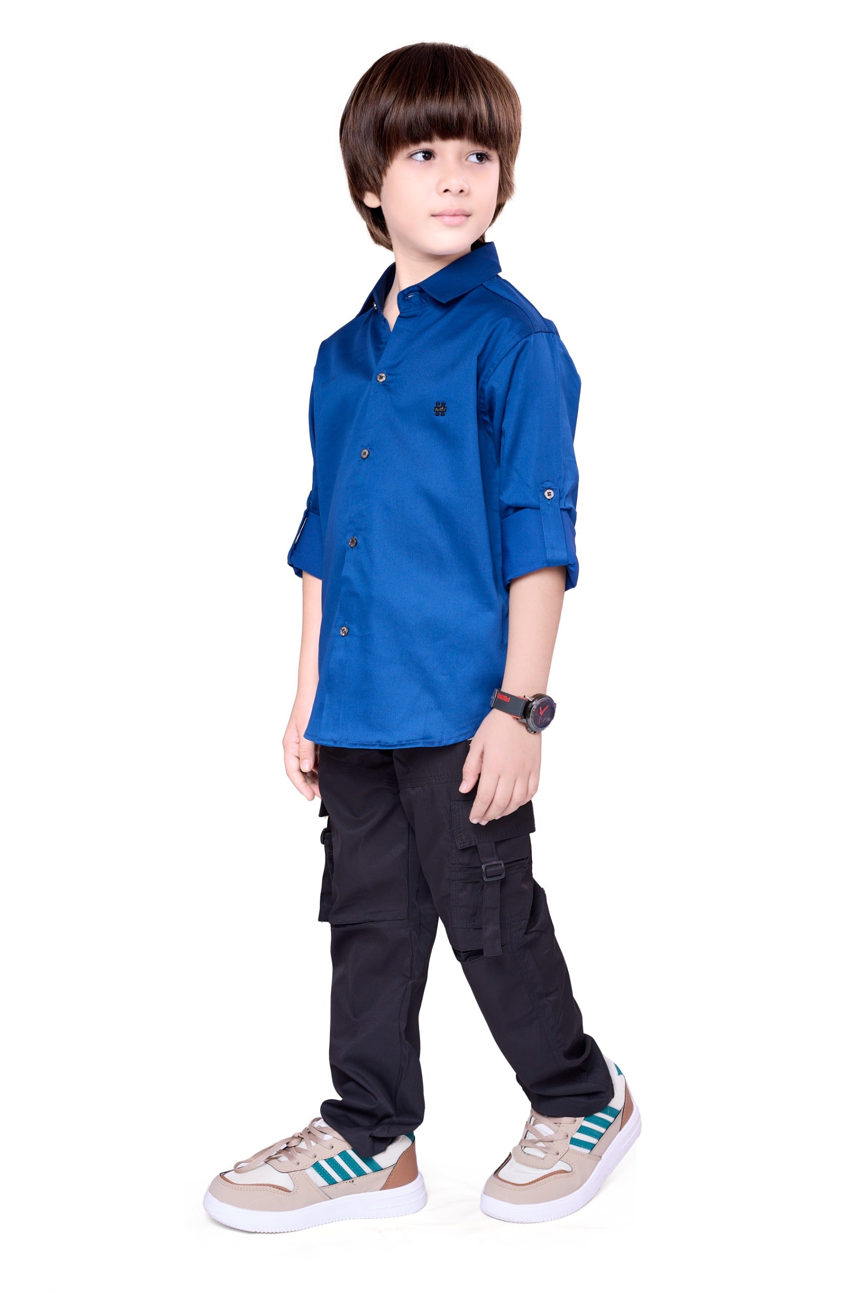 Havok Boys Solid Royal Blue 50% Polyester Casual Shirt | Full Sleeve Roll-Up Style | Regular Fit Stylish Party Shirt for Kids Havok kids
