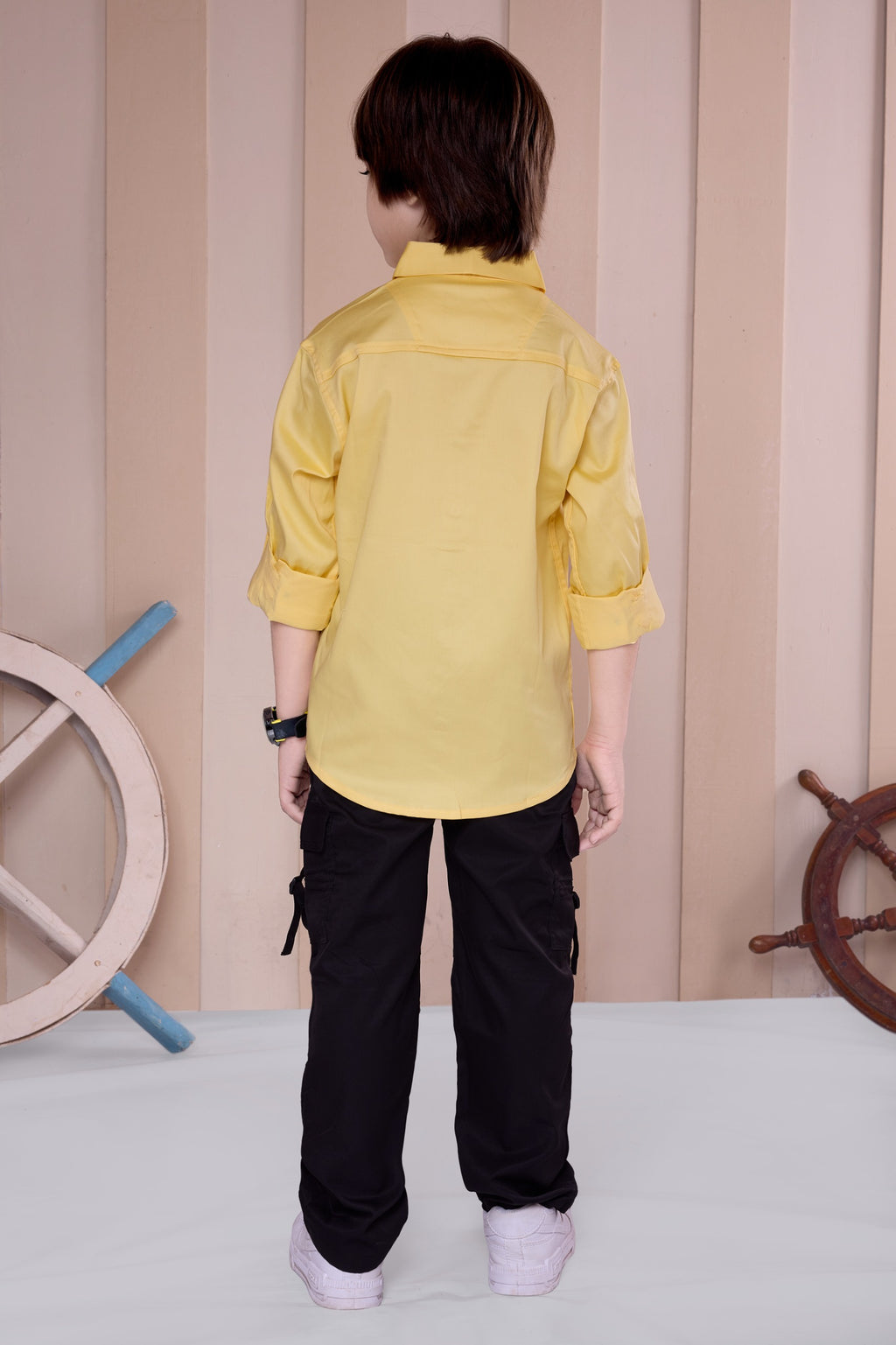 Havok Boys Solid Yellow 50% Polyester Casual Shirt | Full Sleeve Roll-Up Style | Regular Fit Stylish Party Shirt for Kids Havok kids