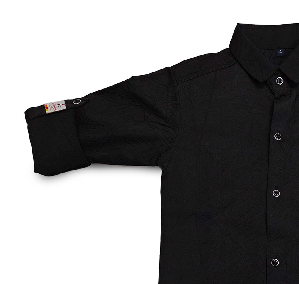Havok Boys H Logo Black Textured Cotton Shirt