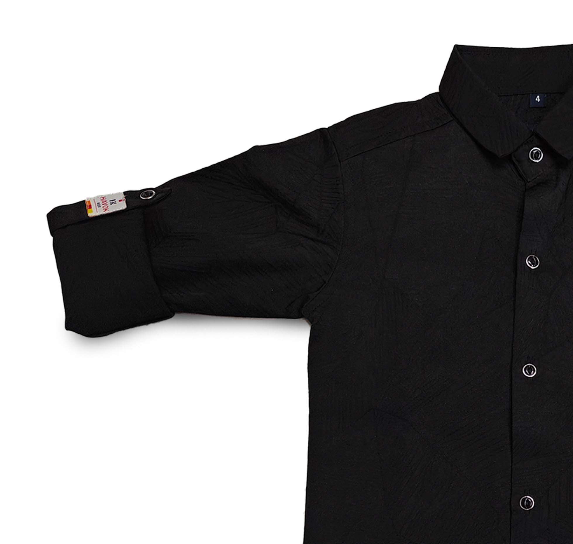 Havok Boys H Logo Black Textured Cotton Shirt