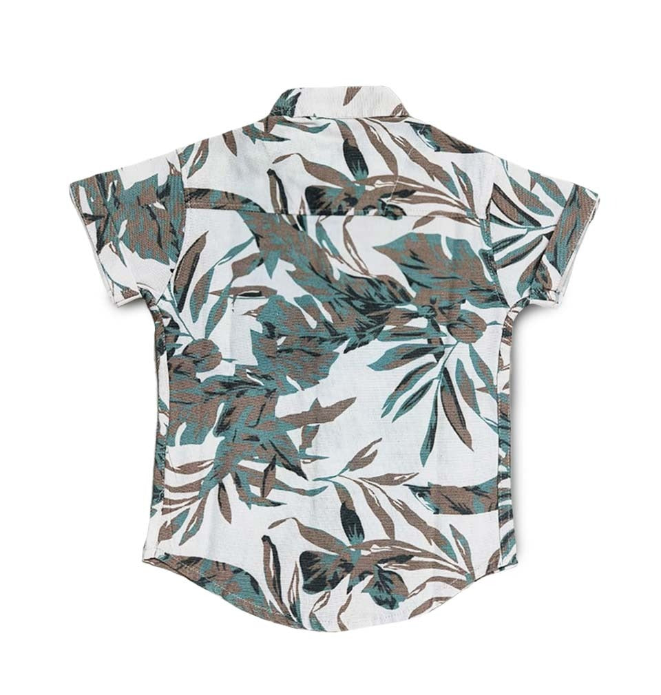 Havok kids Infant White & Teal Tropical Print Casual Shirt for Boys