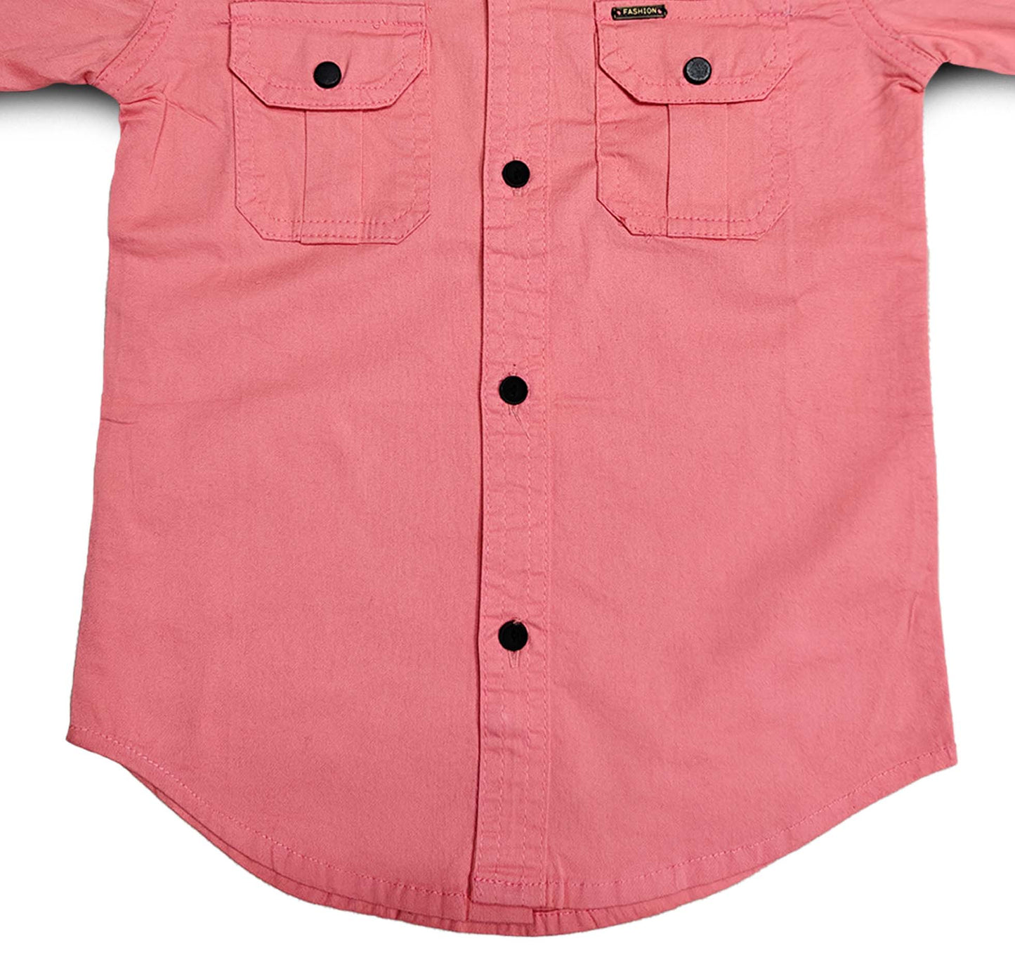 Coral Pink Full Sleeve Button Down Shirt with Dual Pockets