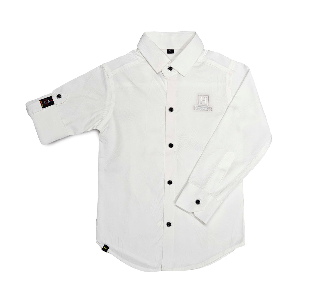 Havok Boys H Logo White Textured Cotton Shirt