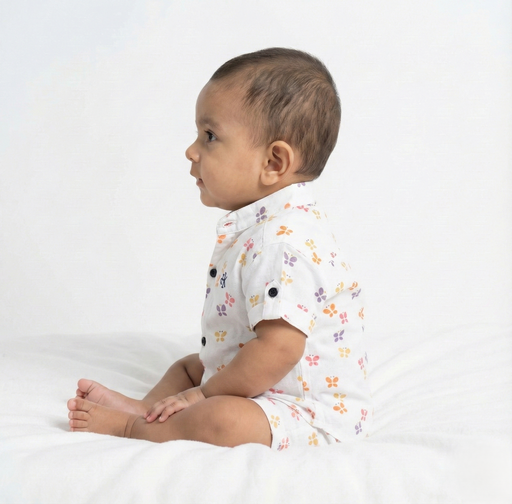 Havok Infant Boys White Cotton Butterfly Print