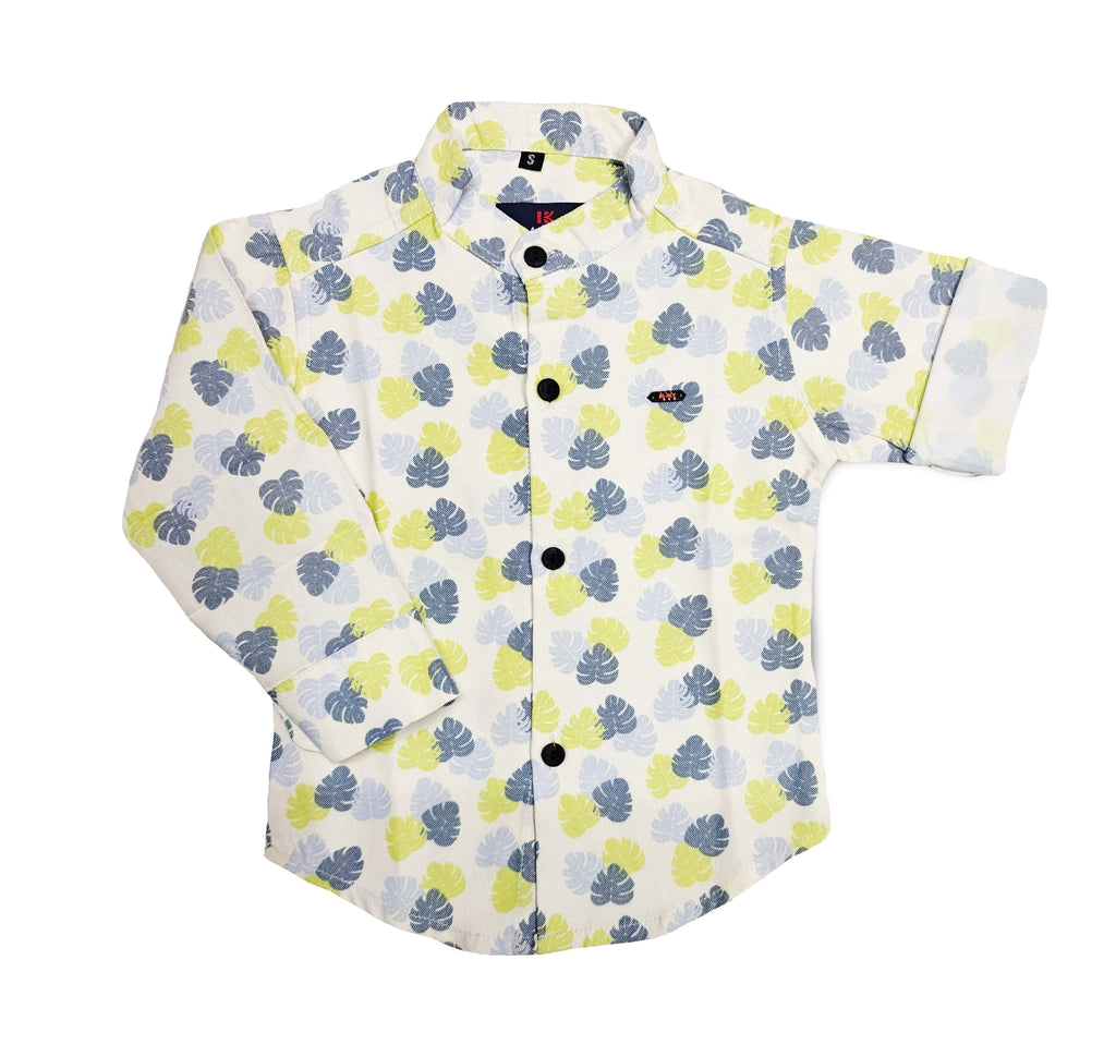 Havok Infant White Shirt for Boys Half Sleeve, Leaf Print Button-Down Havok kids