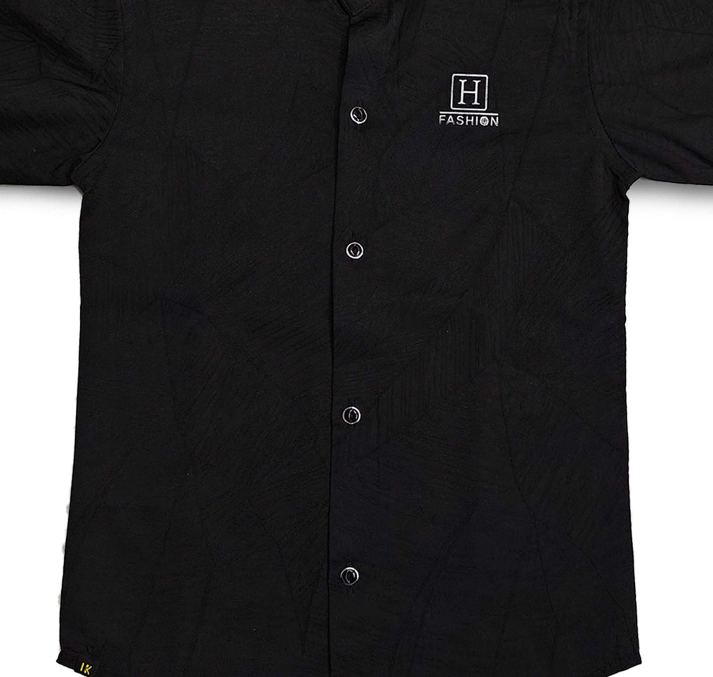 Havok Boys H Logo Black Textured Cotton Shirt