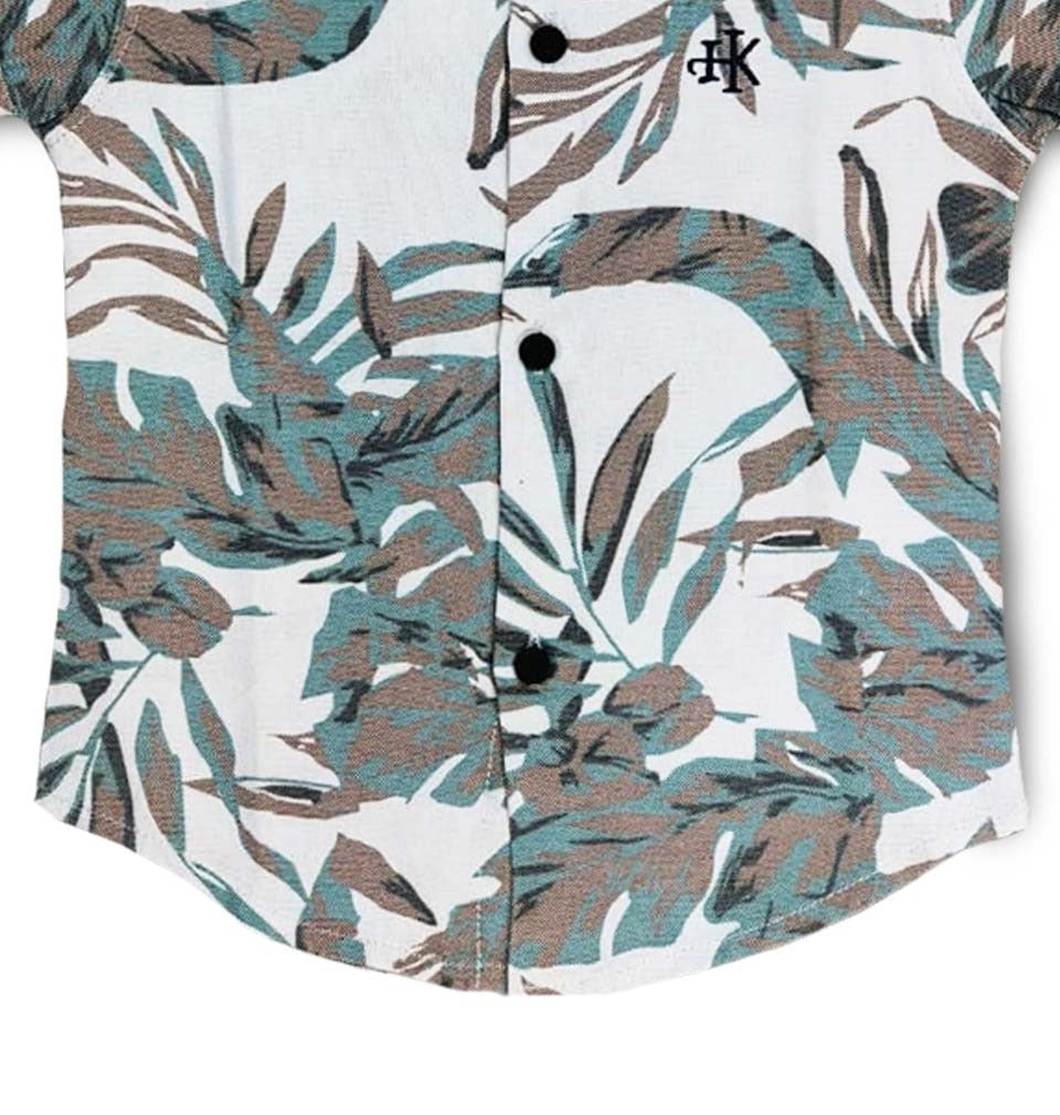 Havok kids Infant White & Teal Tropical Print Casual Shirt for Boys