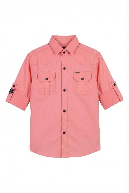 Havok Boys Solid Pink Cotton Casual Shirt