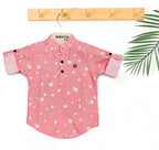 Havok Infant Pink Shirt for Boys Full Sleeve Snowman Print Button-Down Cotton Shirt-Small