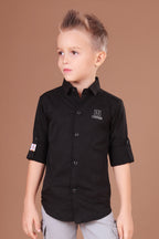 Havok Boys H Logo Black Textured Cotton Shirt