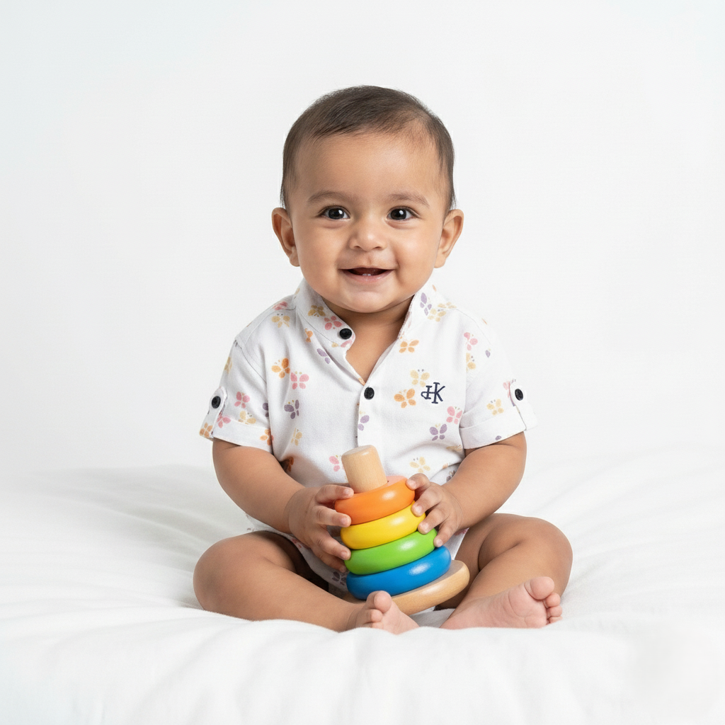 Havok Infant Boys White Cotton Butterfly Print