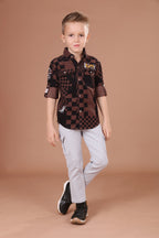 Havok Boys Button-Down Brown checkered Shirt
