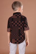 Havok Boys Button-Down Brown checkered Shirt