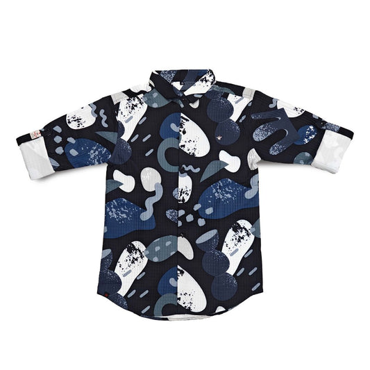 Black Abstract Print Short For Boys Full Sleeve