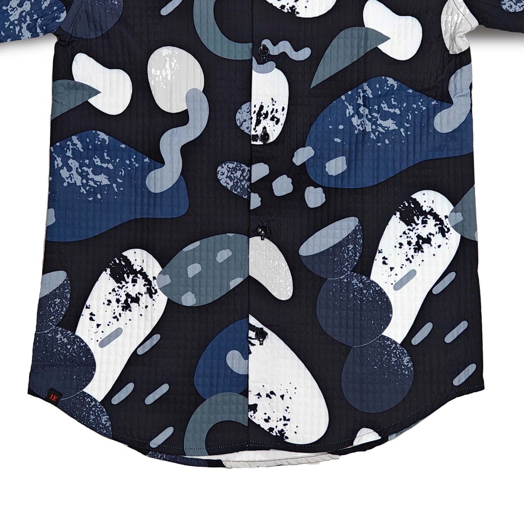 Black Abstract Print Short For Boys Full Sleeve