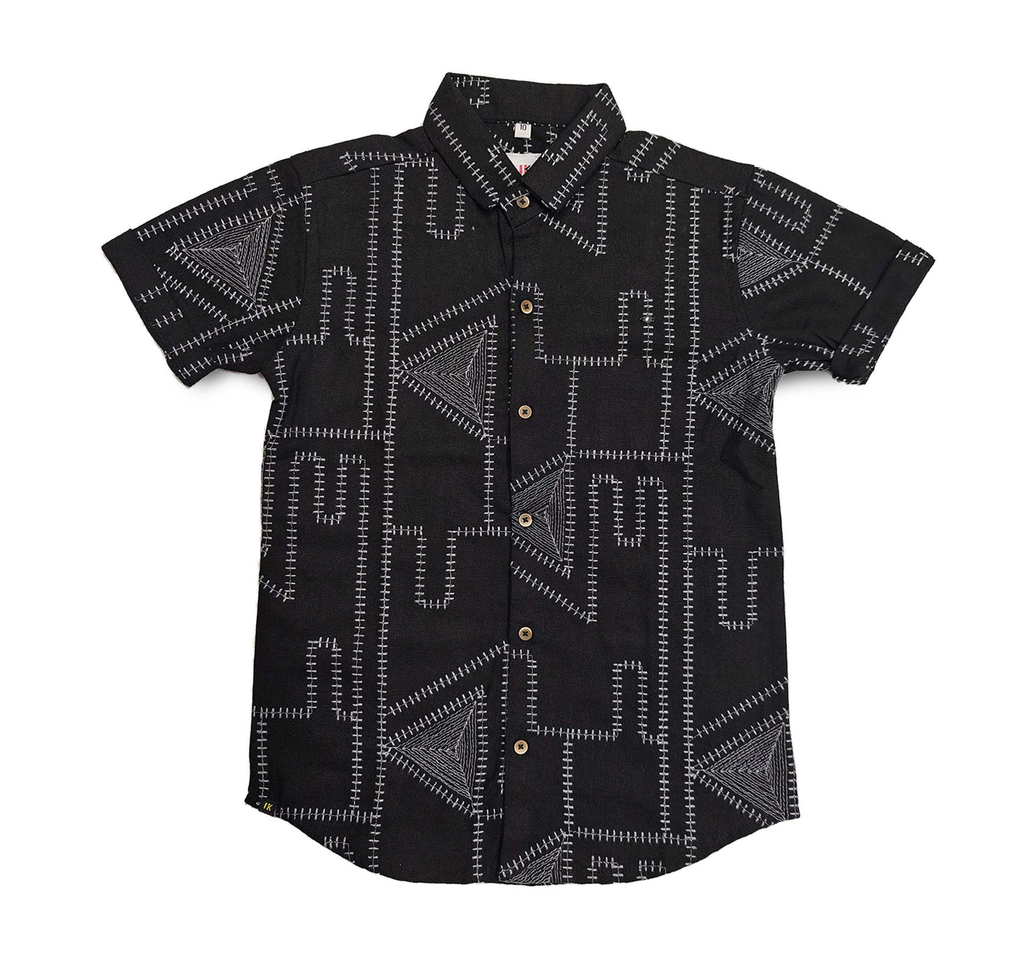 Black Geomartic Half Shirt for Boys