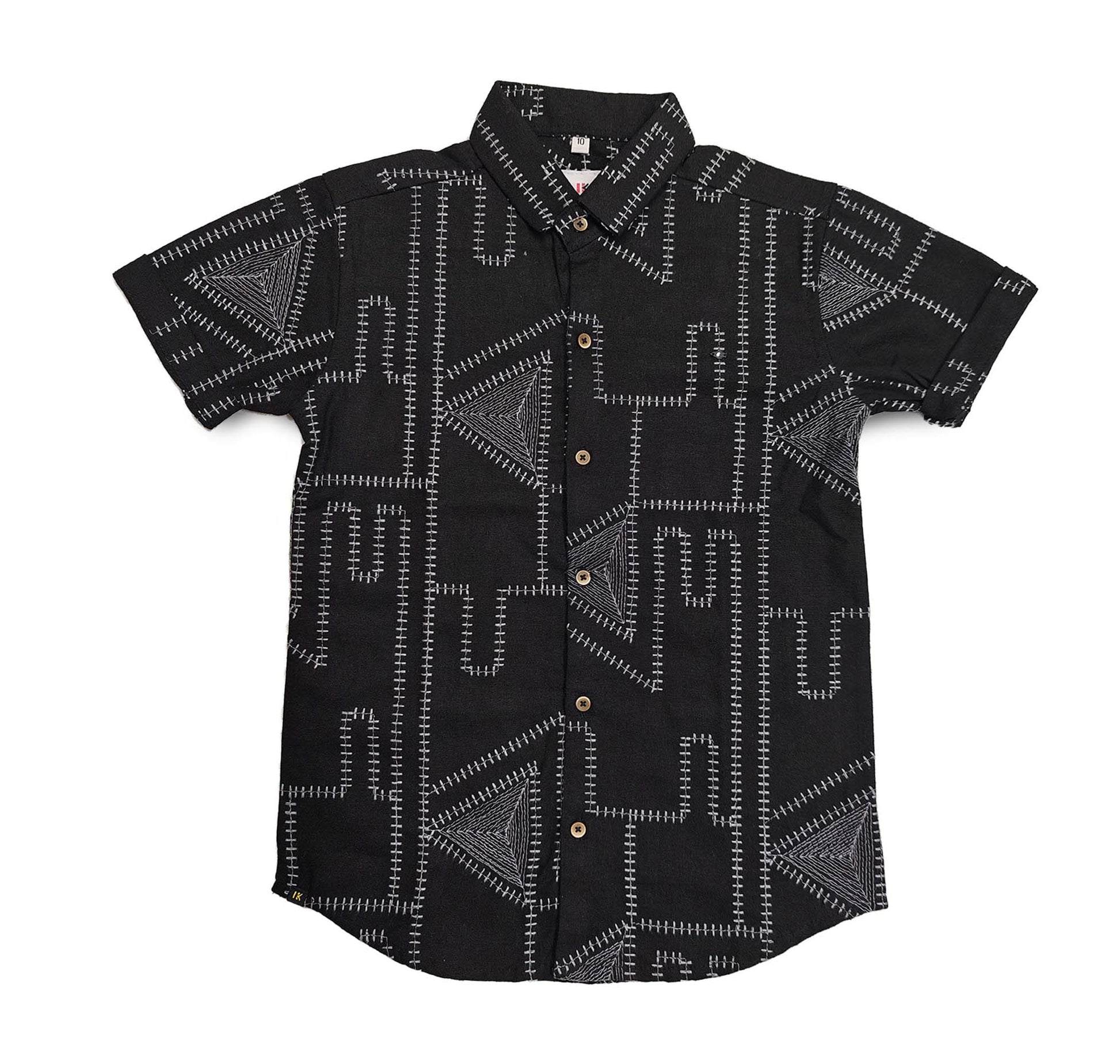 Black Geomartic Half Shirt for Boys