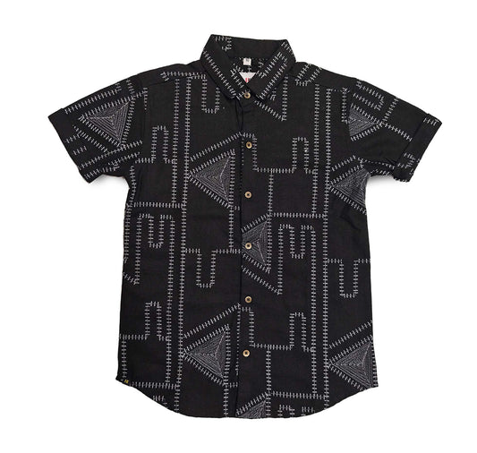 Black Geomartic Half Shirt for Boys