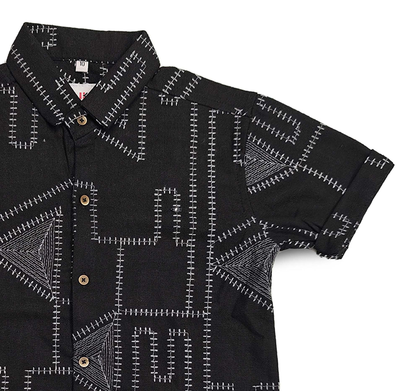 Black Geomartic Half Shirt for Boys
