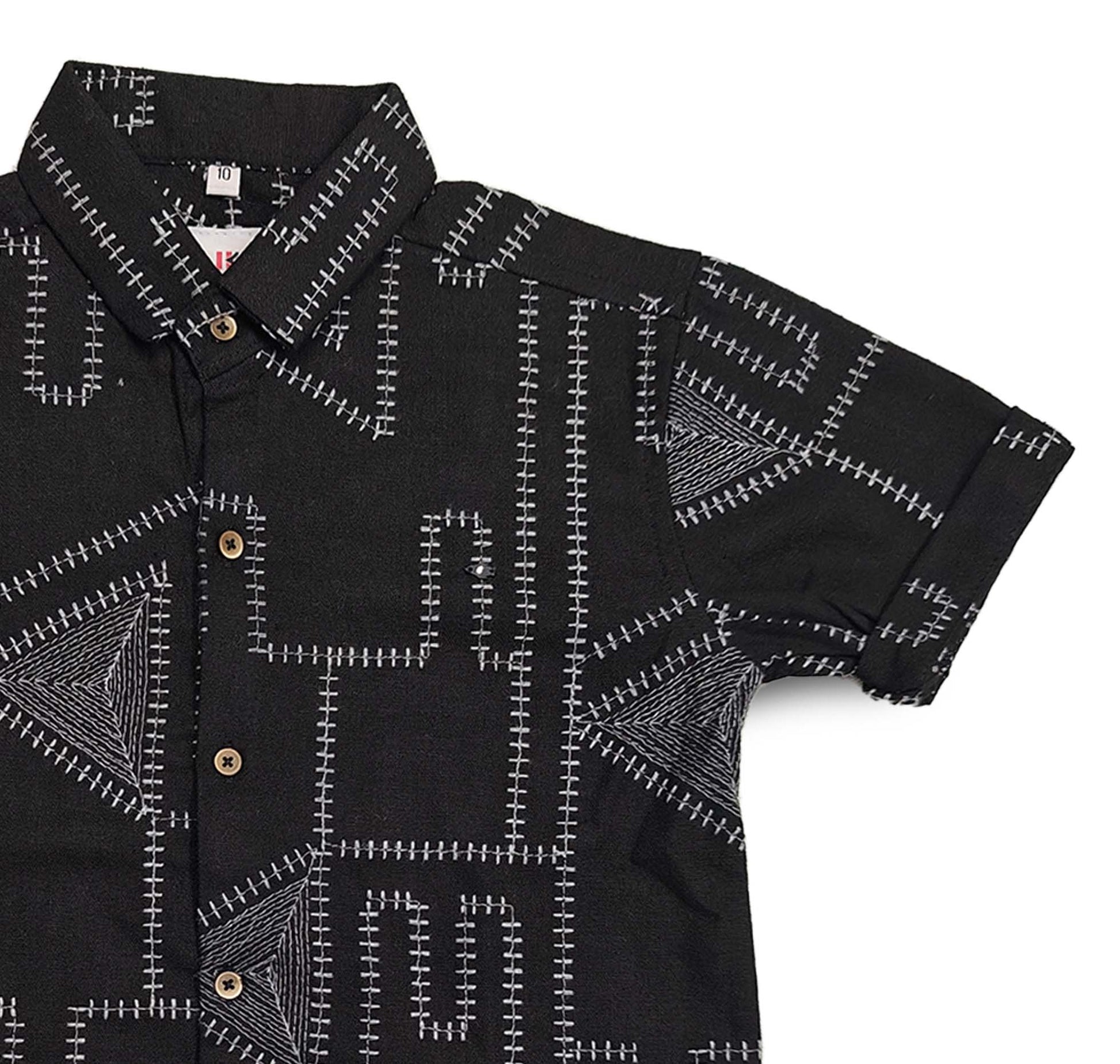 Black Geomartic Half Shirt for Boys