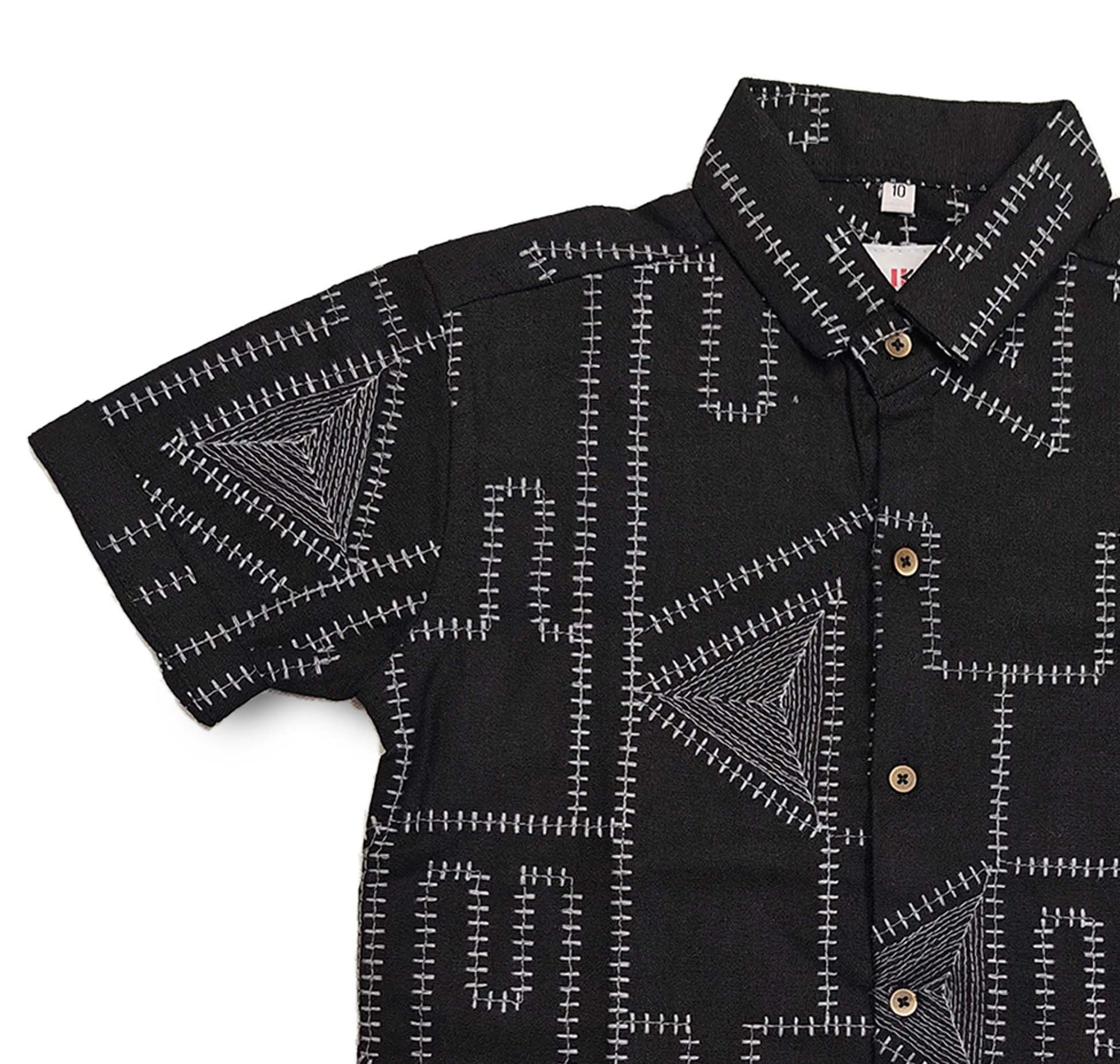 Black Geomartic Half Shirt for Boys 5