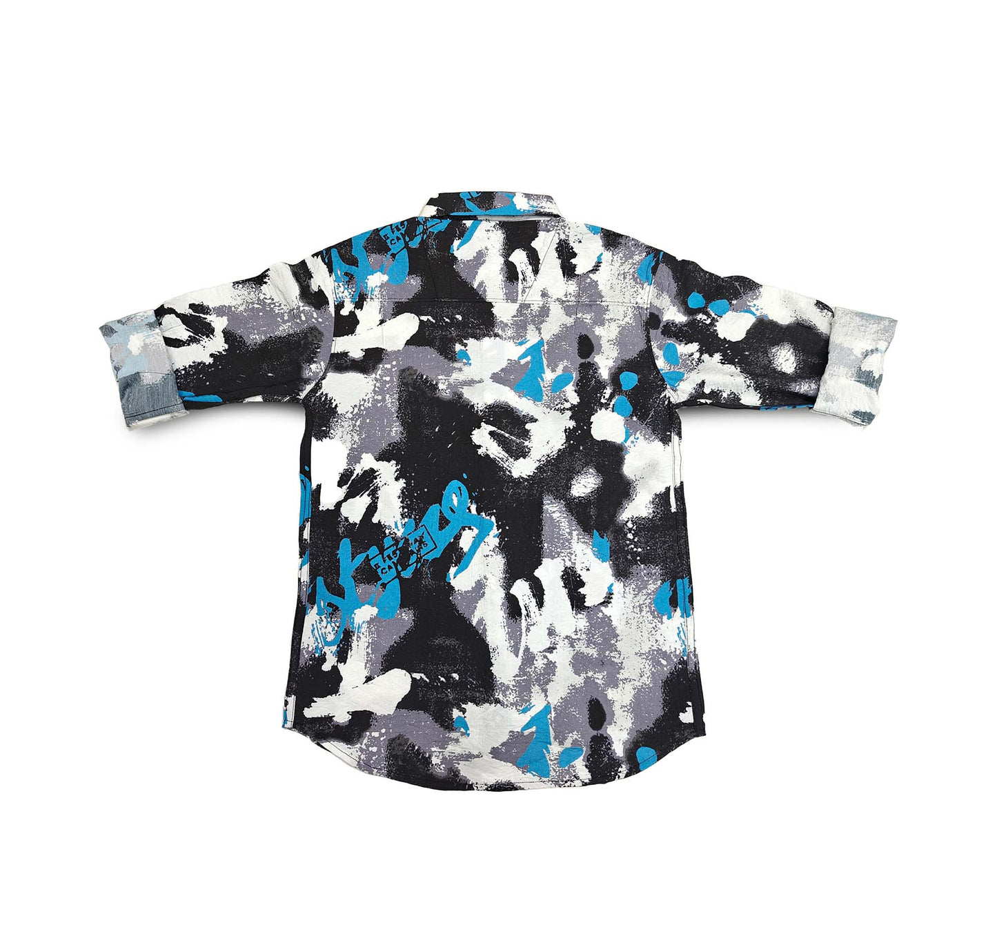 Blue and White Kids Shirt Full Sleeve Spread Collared Boy