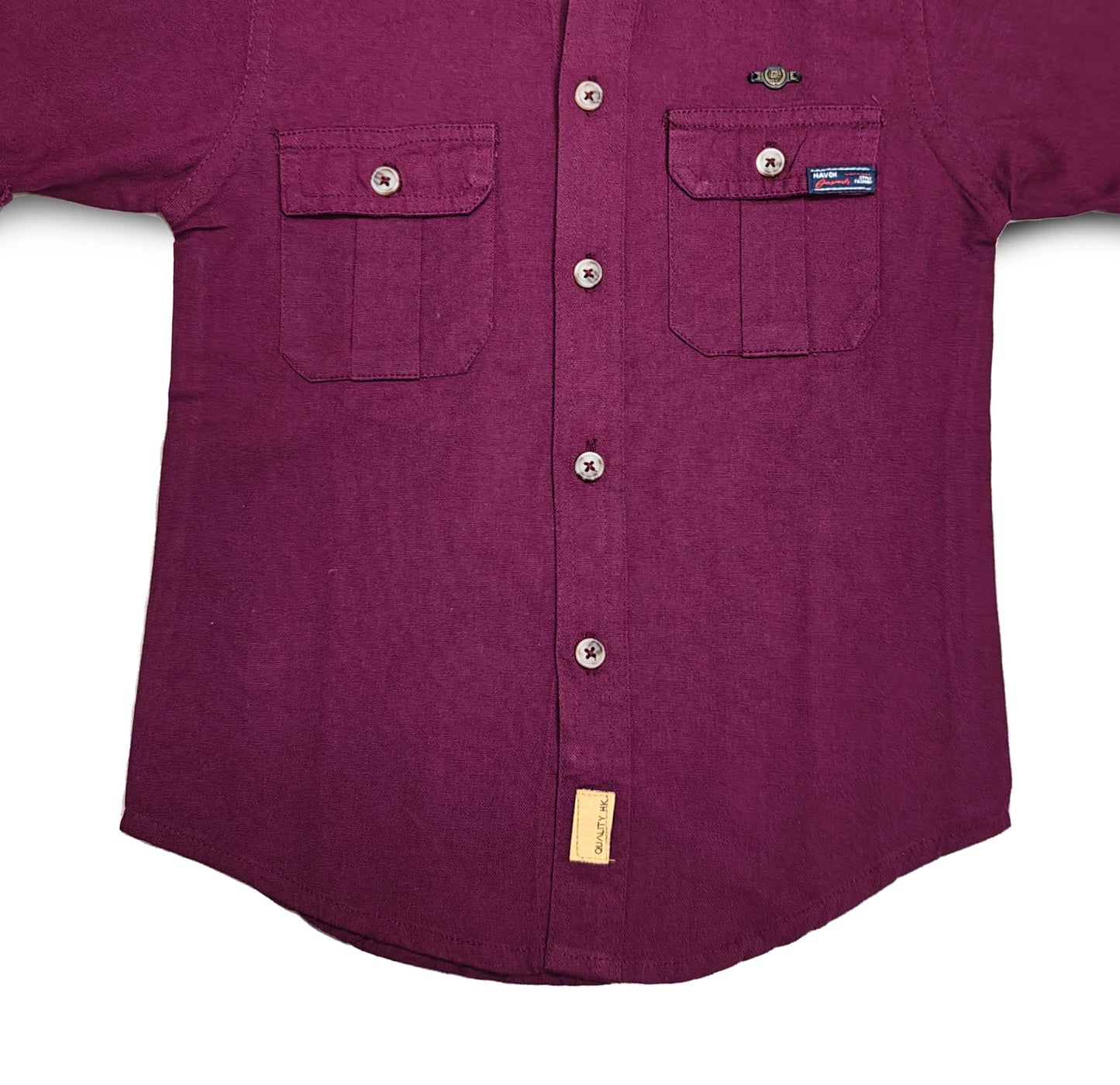 Boys Full Sleeve Maroon Dual Pocket Shirt