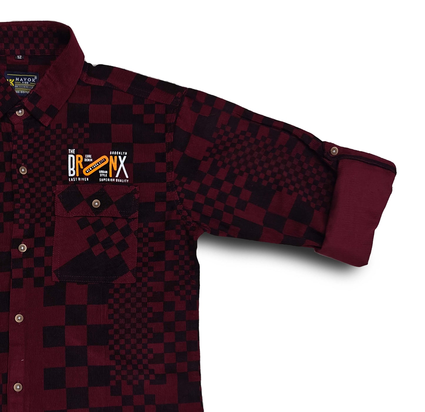 Maroon Checks Button Down Shirt Full Sleeve