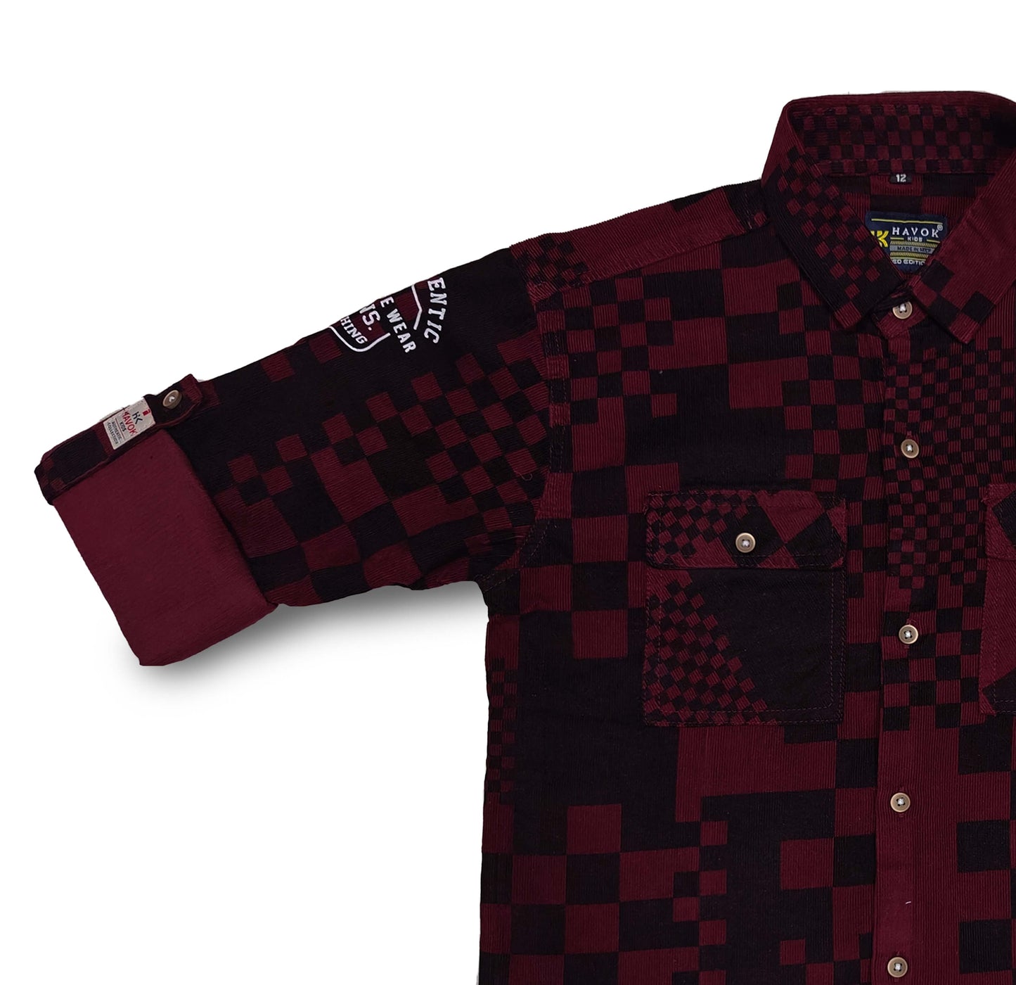 Maroon Checks Button Down Shirt Full Sleeve