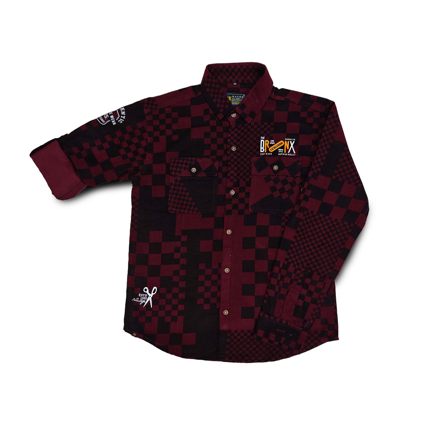 Maroon Checks Button Down Shirt Full Sleeve